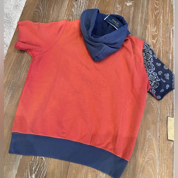 Polo Ralph Lauren Bandana Patchwork Short Sleeve Pullover Hoodie Mens NWT - Picture 2 of 4